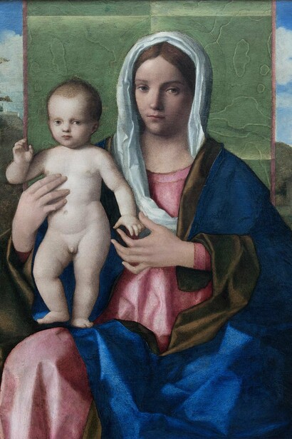 Giovanni Bellini, Madonna con bambino, particolare, 1510