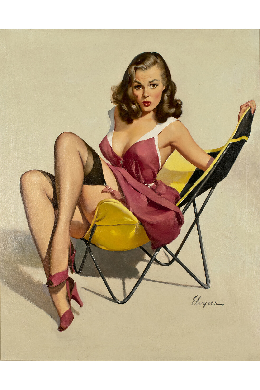 Elvgren Gil, Low Down Feelings, 30 x 24, Oil on Canvas, c.1955