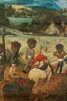 "La cosecha de heno (verano temprano)", óleo sobre madera, Pieter Brueghel, 1565