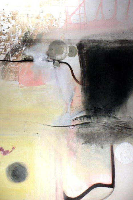 Lotus XXI (Bridges), not dated. Alan Soffer. Ink, charcoal, and acrylic on canvas, 60 x 48 inches. Courtesy of the artist, 2017.
