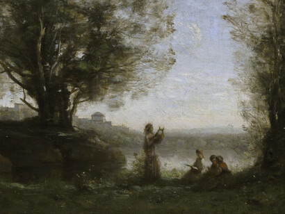 Jean-Baptiste Camille Corot; Orfeo lamentando a Eurídice, c. 1865, Kimbell Art Museum, Fort Worth, Texas (detalle)