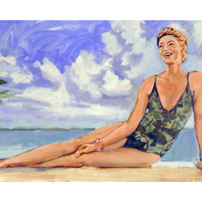 Walter Robinson, Lands' End Swimming in Confidence, 2014, Acrylic on linen, 36 x 60 in, Courtesy LYNCH THAM, New York