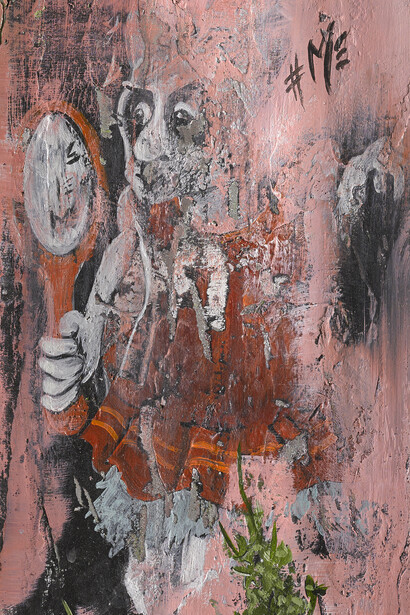 Miranda Donovan, Diary of My Other Self, Oct 23rd, 2014, Acrylic & Mixed Media on Cardboard, 39 x 18 cm