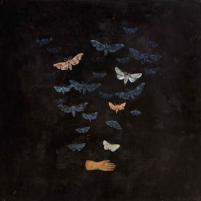 Melanie Miller, Moth Conjuror, 2014, oil on gessoed board, 50 x 50 cm