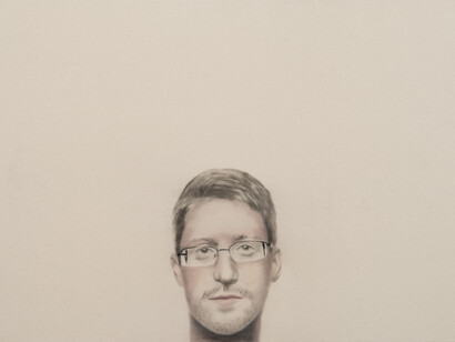 Marc Séguin, Edward Snowden, 2014, Charcoal on canvas, 36x48 inches
