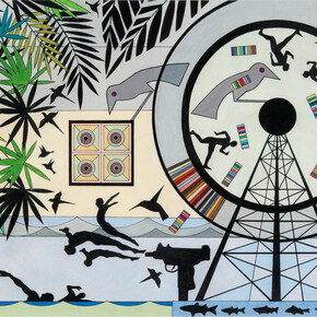 James Clover, Untitled 9, 22 x 33 in, mixed media on paper, 2013-14