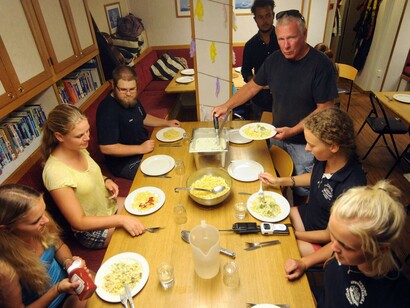 Grupo de estudiantes suecos a la hora del almuerzo