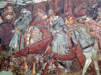 Giacomo Borlone de Buschis, 'l gruppo dei cavalieri. L'incontro dei tre vivi con i tre morti' 