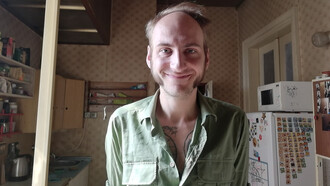 Anatol Svahilec in his flat on Wenceslas square, Prague, Czech Republic, photo by Martina Kroa