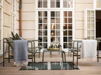 The private terrace at Nobis Hotel, offering a quiet space to unwind and enjoy the serene surroundings in complete privacy, Copehagen, Denmark
