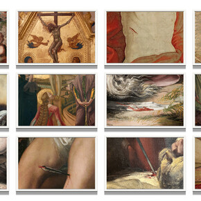 Catherine Opie, 
Blood Grid #2, 2023,
pigment print,
12 prints, each: 11 x 16.5 inches (image)
© Catherine Opie. Courtesy Regen Projects, Los Angeles and Lehmann Maupin, New York, Seoul, and London