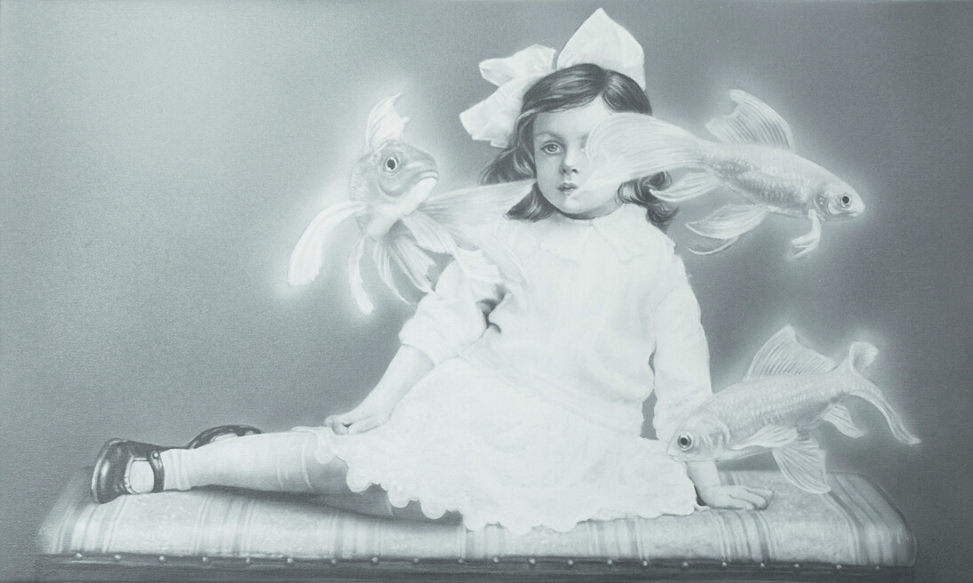 Zoe Byland, Underwater, detail, 30 x 50 cm, acrylic, airbrush on canvas, dorothycircusgallery