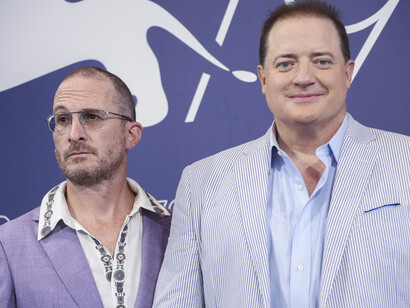 Darren Aronofsky (director) y Brendan Fraser (actor) en 'La ballena' (2022)