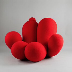 Lara Bohinc, Big Girl Chair, 2023. Wool upholstery, 59 1/2 x 44 1/8 x 51 3/4 inches (151 x 112 x 131.5 cm) Edition of 10 plus 2 artist's proofs. Photo credit: Rebecca Reid. Courtesy of the artist and Friedman Benda