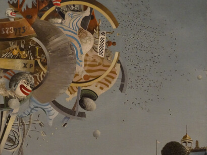 Sandro Luporini - Carnevale (la bomba), 1974, olio su tela, cm 60 x 70