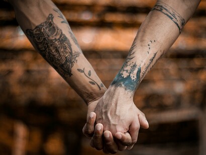 Couple holding hands