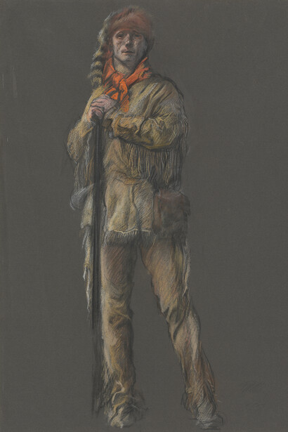 Edwin Austin Abbey, Study for the figure of Daniel Boone in "The Apotheosis of Pennsylvania" mural in the House of Representatives Chamber of the Pennsylvania State Capitol at Harrisburg, about 1907. Courtesy of the National Gallery © Image courtesy the Yale University Art Gallery