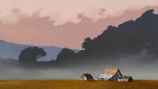 Michael Gregory, At the Foot of a Very Steep Hill (looking at Li Liu-fang), 2012, oil on panel, 52 x 72 inches