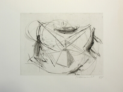 Large Carousel, 1988, Pointe sèche imprimée en noir, 85,7 x 100,3 cm, Courtesy Sperone Westwater, New York © Bruce Nauman / ADAGP, Paris 2015