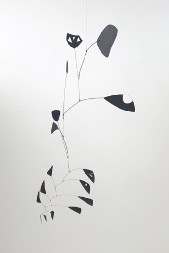 Alexander Calder, Black Mobile with Hole, 1954, Sheet metal, wire, and paint, 88" × 96" (223.5 cm × 243.8 cm). Photo Courtesy of: Calder Foundation, New York / Art Resource, New York © 2019 Calder Foundation, New York / Artists Rights Society (ARS), New York