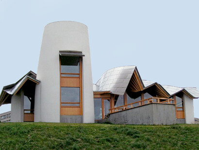 The Maggie's Centre at Ninewells Hospital in Dundee, UK, is a striking building designed by the renowned architect Frank Gehry