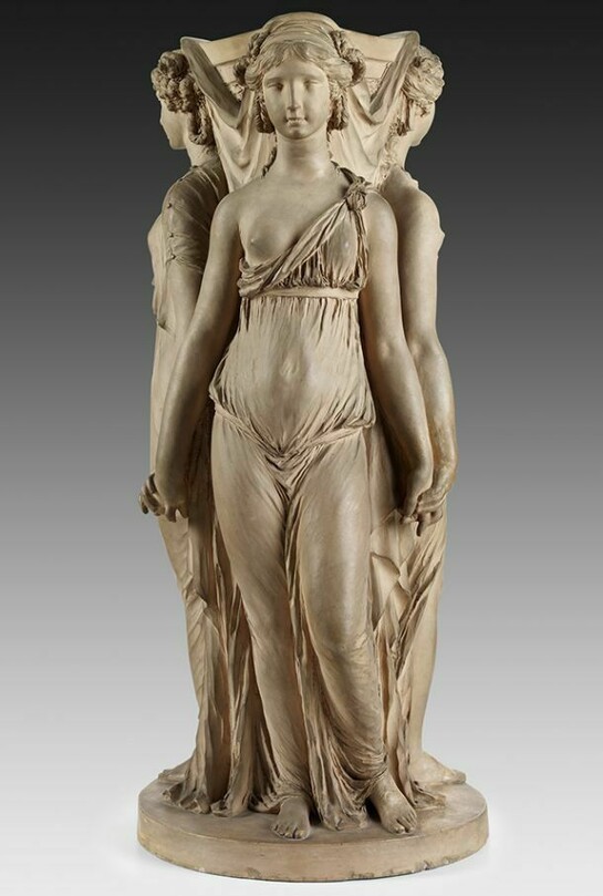 Claude Michel, called Clodion (1738–1814), Three Graces, early 1770s, Terracotta, Private collection, Photo: Michael Bodycomb