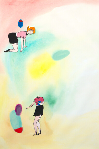 Sarah Tritz, Brigitte, 2015, gouache, collage sur papier, 80 x 60,5 cm, courtesy of galerie anne barrault