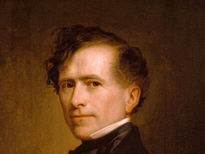 Detalle del retrato oficial de Franklin Pierce, presidente (1853-1857) esclavista de EE.UU (George Peter Alexander Healy, 1858)