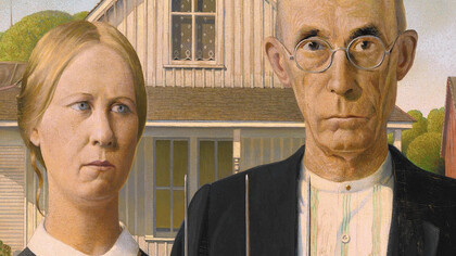 Grant Wood - "American Gothic", dettaglio
