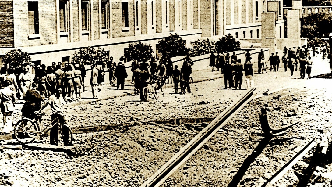 El barrio de San Lorenzo, Roma, en 1943, tras los bombardeos estadounidenses