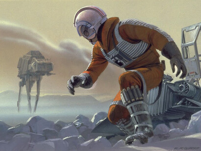 Ralph McQuarrie. Luke Skywalker escapa de los carros de combate imperiales