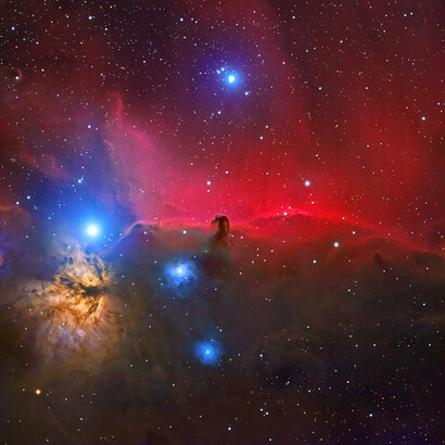 La nebulosa Cabeza de Caballo, una nube de gas fría y oscura, situada a unos 1500 años luz de la Tierra