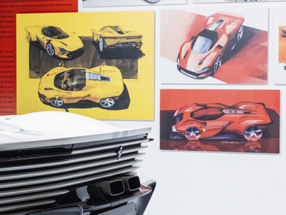 Ferrari design. Creative journeys 2010–2025, vista dell’esposizione. Cortesia del Museo Nazionale dell’Automobile