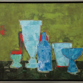 Bill Tansey, Blue Vase, 2023.
Oil paint on canvas, 20x24. Courtesy of the artist and Robin Rice Gallery