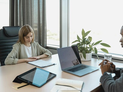 A candidate participating in a job interview with a recruiter