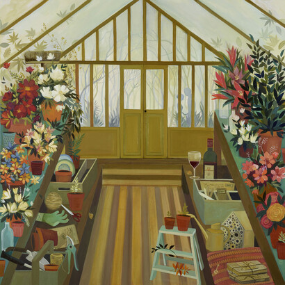 Melissa Launay, A horticultural affair, oil on canvas, 100 x 100 cm