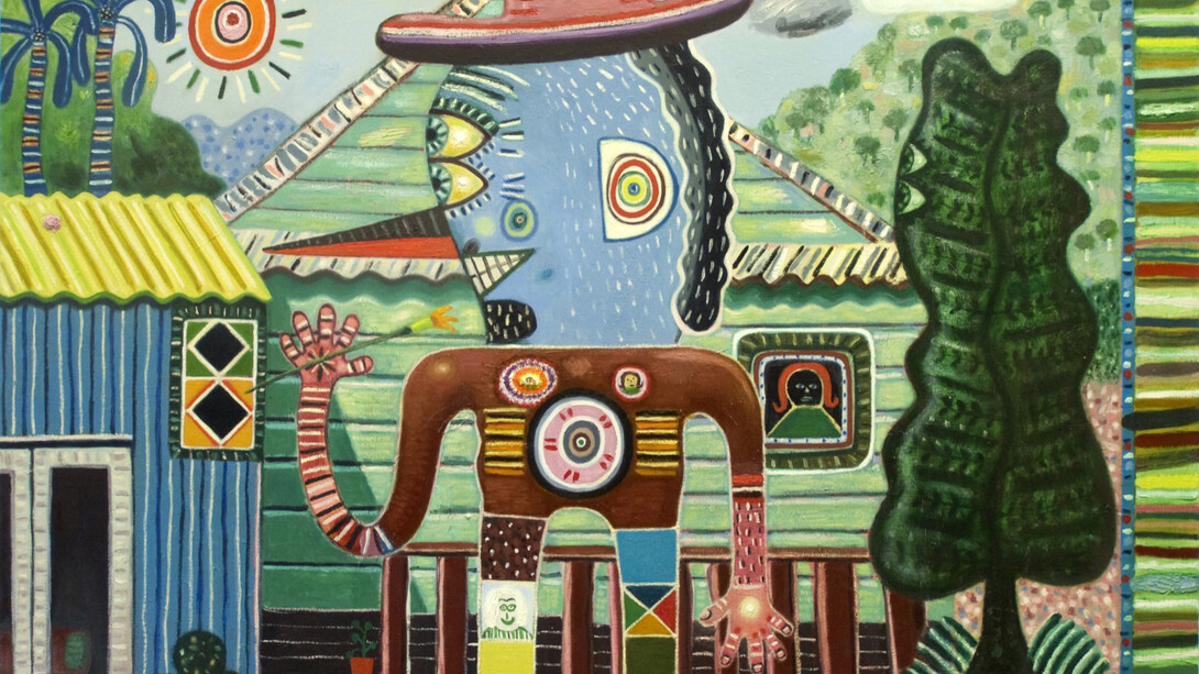Up the garden path. Works from the garden shed, artwork in exhibition. Courtesy of Olsen Gallery