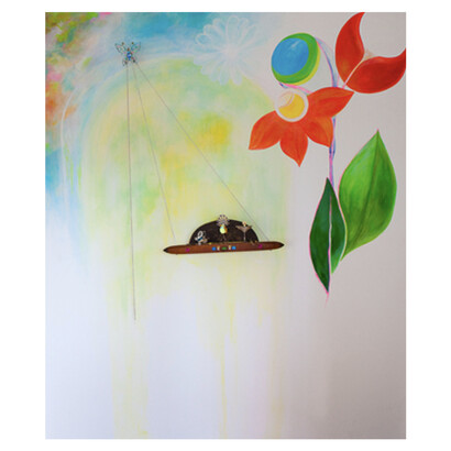 Mague Brewer, We Are All Worthwhile, acrylic and gouache, silver, wood and semiprecious stones on canvas, 72x60 inches. Courtesy of the artist and Kate Oh Gallery