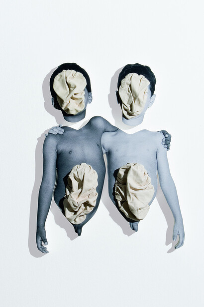 Keila Alaver, Sem título (Untitled), 2000. Leather, photograph, and wood.
Museum of Modern Art, São Paulo Collection,
  Loan from Eduardo Brandão and Jan Fjeld. Photo by Ding Musa.