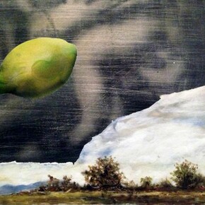 Mattia Barbieri, Madonna tutti i Frutti,  (dettaglio) Olio e spray su tavola, 45,5 x 58, 5 cm