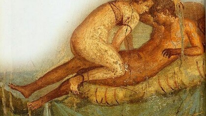 Erotic fresco found in the ruins of Pompeii