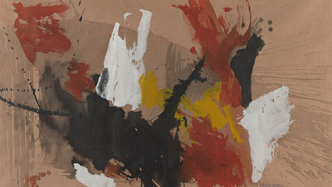 Sam Middleton, Untitled (detail), 1959. Gouache and watercolor on brown wove textured paper, 18 × 24 inches. Courtesy of Spanierman Modern