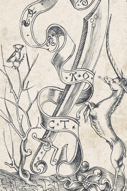 South german engraver, Ace of spada (detail), late fifteenth century. Mit freundlicher genehmigung des Albertina Museums