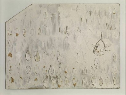 Herbert Zangs, Collages, Undated, c.1980s, Paint and leaves on cardboard, 30 ¼ x 39 ½ inches (77 x 100.5 cm), Signed upper left, Certificate number 10-07-114, Archive number 1497