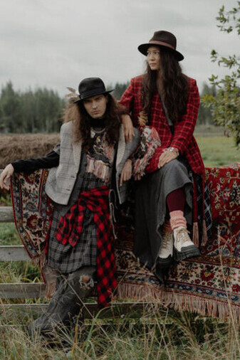 Couple showcasing timeless checkered prints with a trendy twist