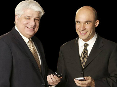 Mike Lazaridis e Douglas Fregin, fundadores da Research In Motion (RIM), que anos seguinte seria renomeada para Blackberry 