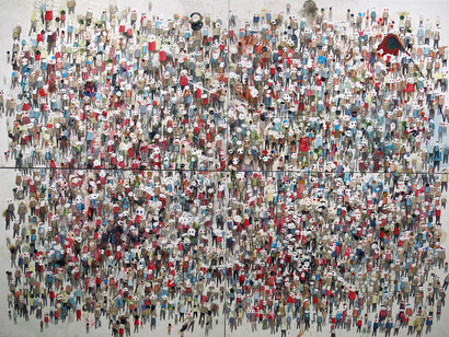 Neil Farber, New Faces, 2010-2011, Mixed media on panels, 60h x 80w in.