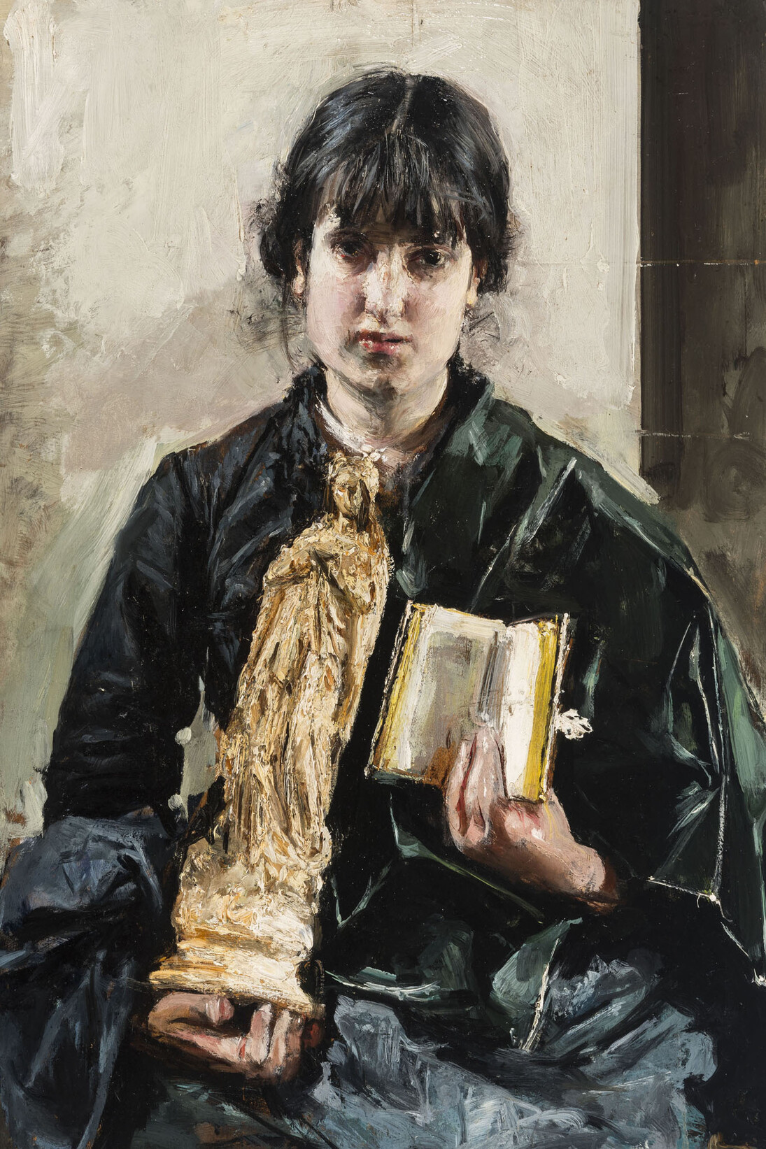 Antonio Mancini Ragazza con libro e statuetta della Vergine, 1878 Olio su tavola, 64 x 44,5 cm. Courtesy of Galleria Bottegantica