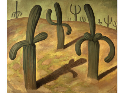Diego
Rivera
Landscape
with
Cacti,
1931,
Oil
on
Canvas,
The
Jacques
and
Natasha
Gelman
Collection
of
20th
Century
Mexican
Art,
courtesy
of
the
Vergel
Foundation
and
the
Tarpon
Trust
©
2015
Banco
de
México
Diego
Rivera
Frida
Kahlo
Museums
Trust,
Mexico,
D.F.
/
Artists
Rights
Society
(ARS),
New
York