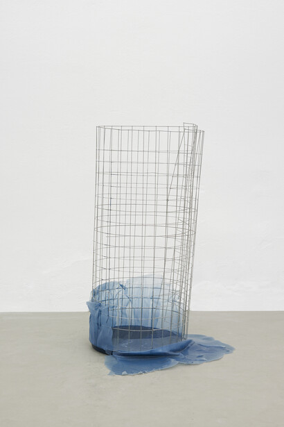 Nairy Baghramian, Waste Basket (Bins for rejected ideas), 2012, wire mesh and rubber, 42 1/2 x 19 3/4 x 20 7/8 inches